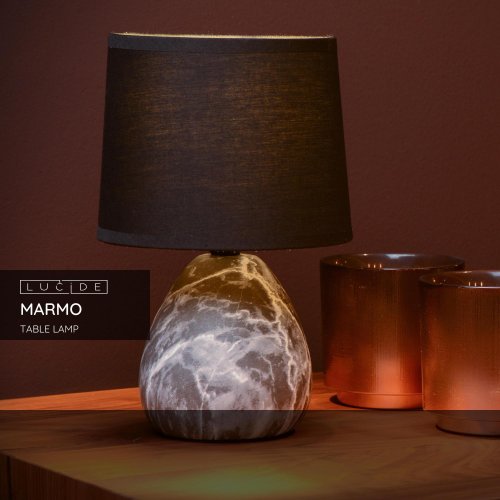 LUCIDE MARMO Table lamp E14/40W Black stolní lampa - obrázek