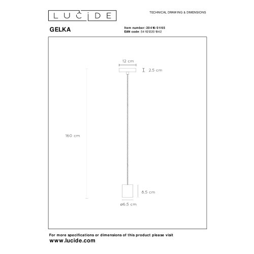 LUCIDE GELKA Pendant E27/40W Smoke glass závěsné svítidlo, lustr - obrázek