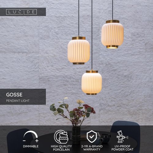 LUCIDE GOSSE Pendant 3x E27/40W White závěsné svítidlo, lustr - obrázek