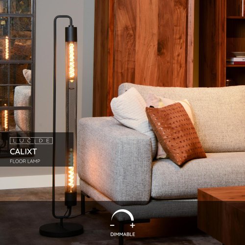 LUCIDE CALIXT Floorlight 2x E27/25W Black stojací lampa - obrázek
