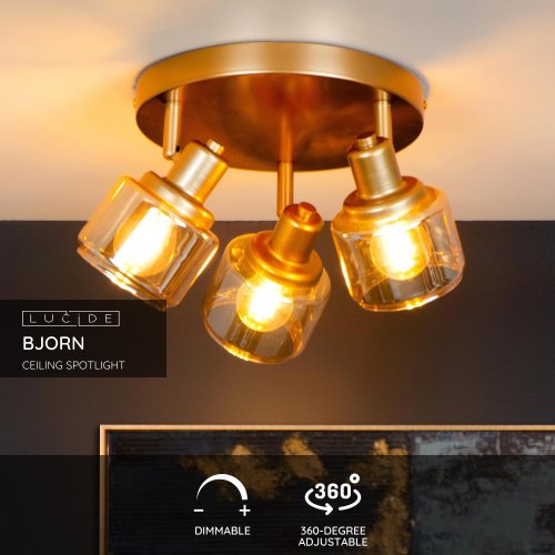 LUCIDE Lucide BJORN - Ceiling spotlight - ? 39 cm - 3xE14 - Matt Gold / Brass - obrázek