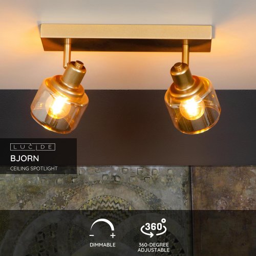 LUCIDE Lucide BJORN - Ceiling spotlight - 2xE14 - Matt Gold / Brass - obrázek