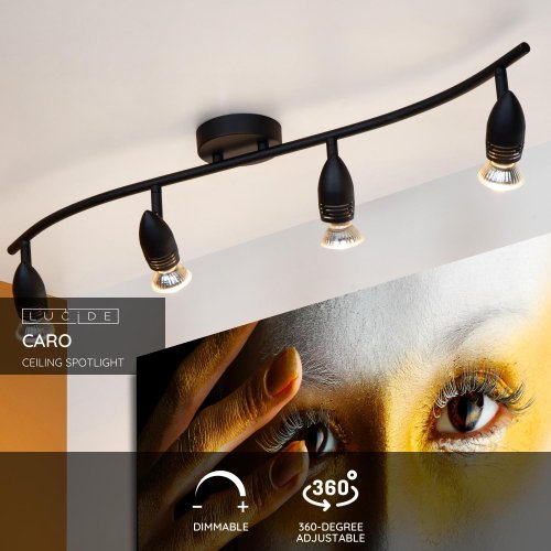 LUCIDE Lucide CARO - Ceiling spotlight - 4xGU10 - Black - obrázek