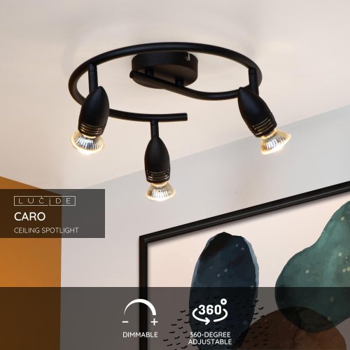 LUCIDE Lucide CARO - Ceiling spotlight - ? 31 cm - 3xGU10 - Black - obrázek