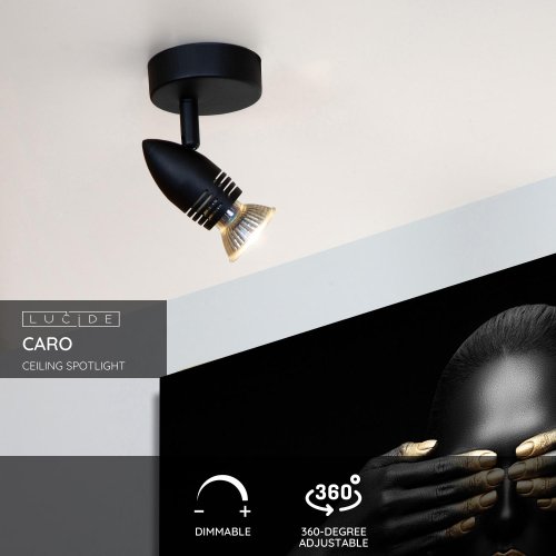 LUCIDE Lucide CARO - Wall spotlight - ? 9 cm - 1xGU10 - Black - obrázek