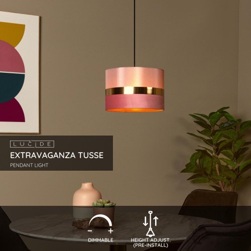 LUCIDE Lucide EXTRAVAGANZA TUSSE - Pendant light - 1xE27 - Pink závěsné svítidlo, lustr - obrázek
