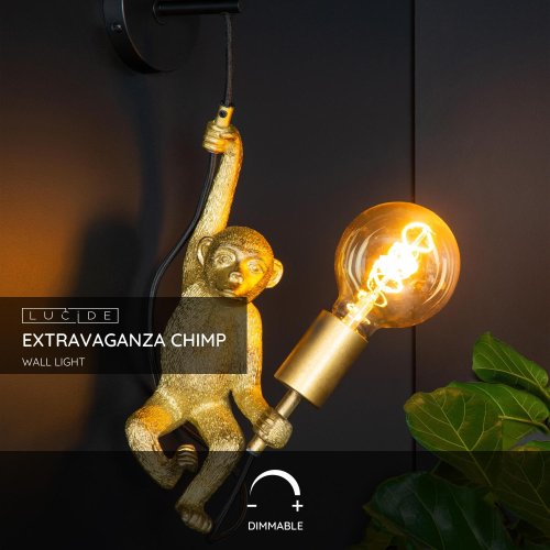 LUCIDE Lucide EXTRAVAGANZA CHIMP - Wall light - 1xE27 - Black nástěnné svítidlo - obrázek