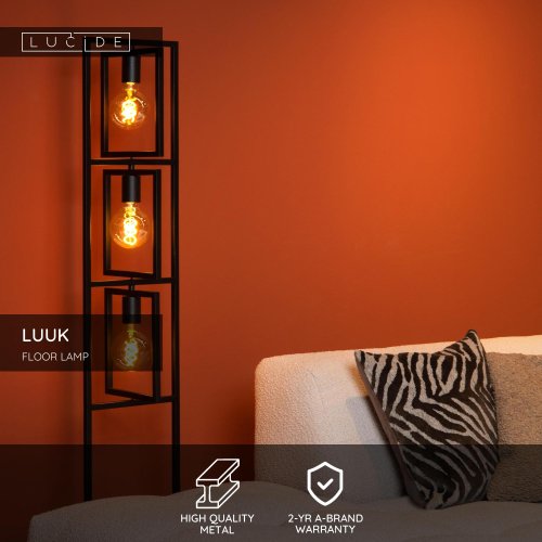 LUCIDE Lucide LUUK - Floor lamp - 3xE27 - Black stojací lampa - obrázek