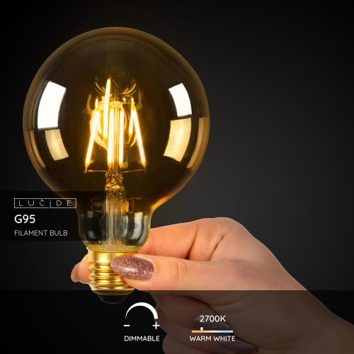 LUCIDE Bulb LED G95 Filament E27/5W 550LM 2700K Amber žárovka, zářivka - obrázek