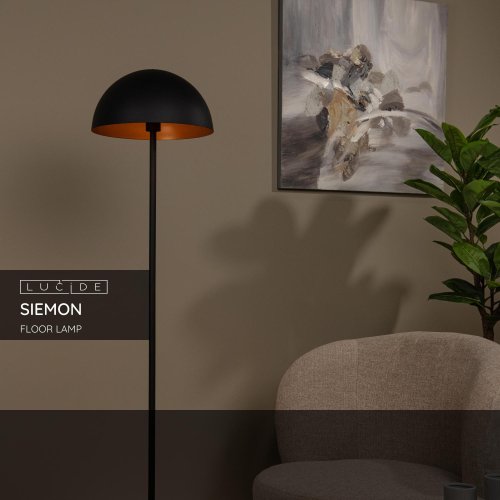 LUCIDE SIEMON Floorlamp E27/40W Black stojací lampa - obrázek