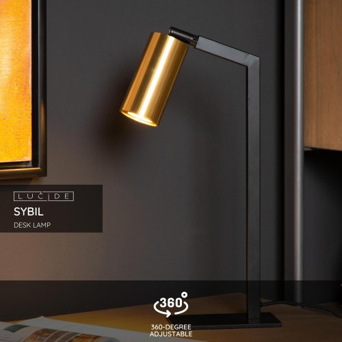 LUCIDE SYBIL Table Lamp Gu10/35W Black/Brass stolní lampa - obrázek