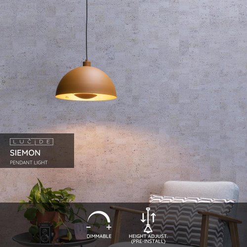 LUCIDE SIEMON Pendant Light E27/40W Ocher Yellow závěsné svítidlo, lustr - obrázek
