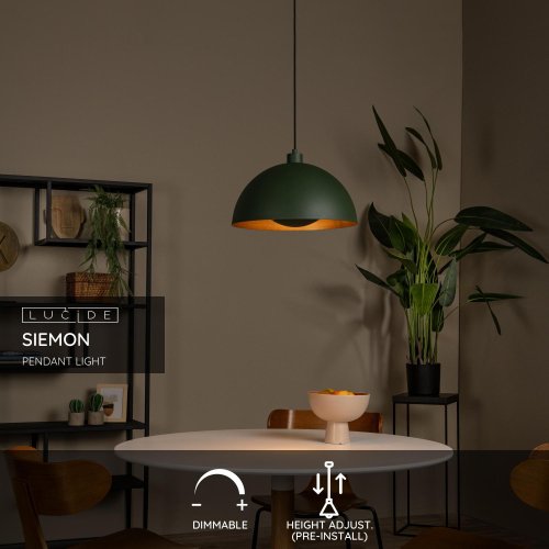 LUCIDE SIEMON Pendant Light E27/40W Green závěsné svítidlo, lustr - obrázek