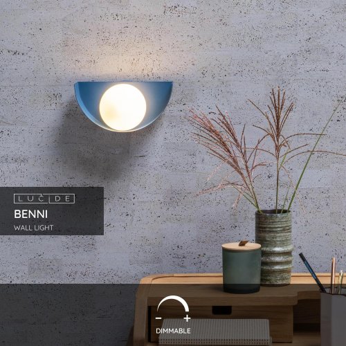LUCIDE BENNI Wall Light G9/28W Blau/Opal Glass nástěnné svítidlo - obrázek