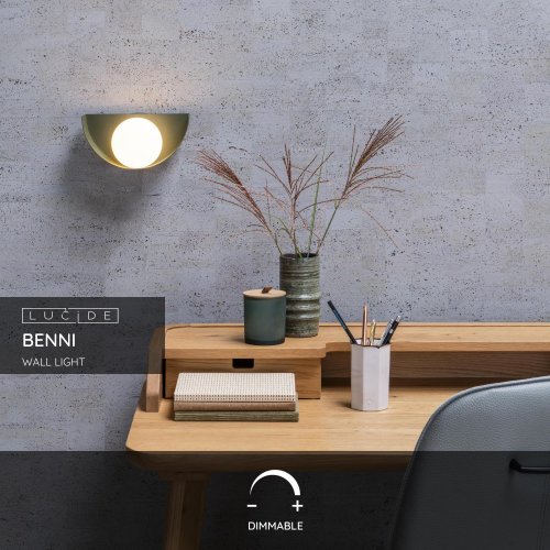 LUCIDE BENNI Wall Light G9/28W Green/Opal Glass nástěnné svítidlo - obrázek