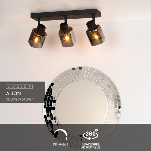 LUCIDE ALION Ceiling spot light 1x E14 Black/Smoke Glass - obrázek