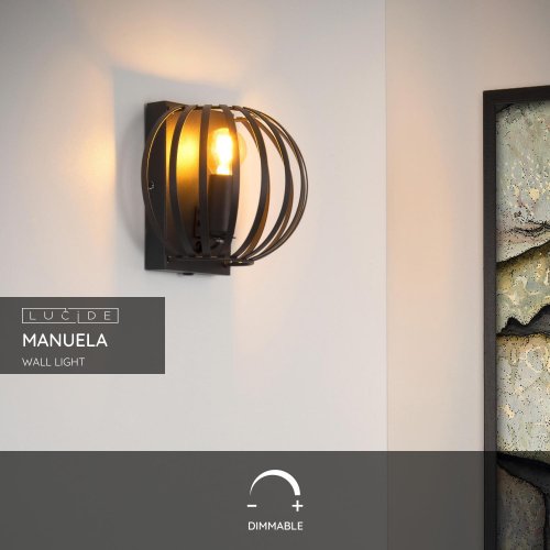 LUCIDE MANUELA Wall light E14/40W Black nástěnné svítidlo - obrázek