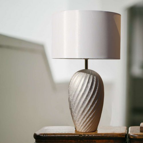 Searchlight EU4556SI TABLE stolní lampa 1xE27 barva šedá textil - obrázek