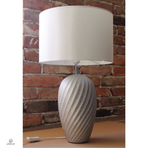 Searchlight EU4556SI TABLE stolní lampa 1xE27 barva šedá textil - obrázek