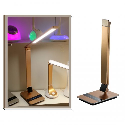 ESTO 722007 YUNA stolní pracovní lampa broušený hliník v barvě bronzu - obrázek