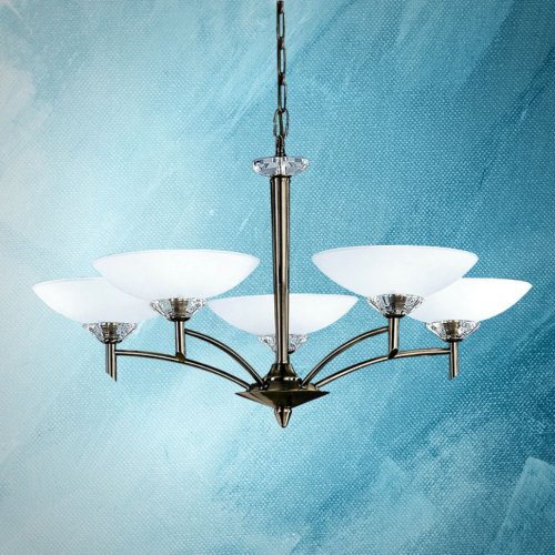 SEN136-2 Stry závěsné svítidlo 5xG9 antická mosaz a sklo