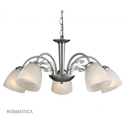 ESTO 997118-5 ROMANTICA závěsné svítidlo 5xE14 nikl mat sklo - obrázek