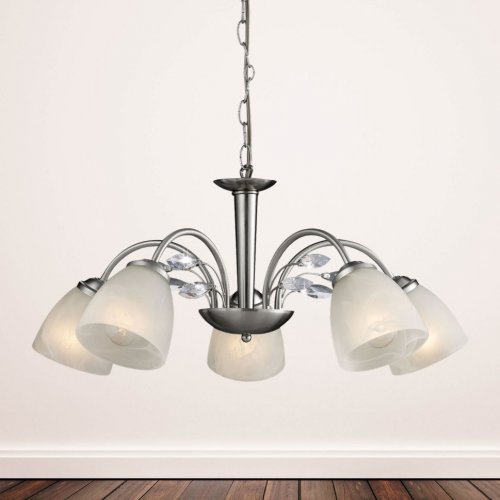 ESTO 997118-5 ROMANTICA závěsné svítidlo 5xE14 nikl mat sklo