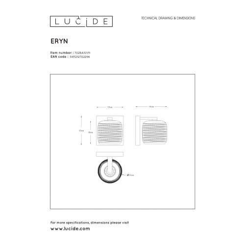 LUCIDE ERYN - Nástěnné svítidlo - 1xG9/42W - Chrom - obrázek