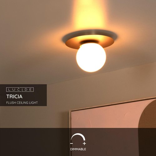 LUCIDE Lucide TRICIA - Flush ceiling light - ? 25 cm - 1xE27 - Matt Gold / Br - obrázek