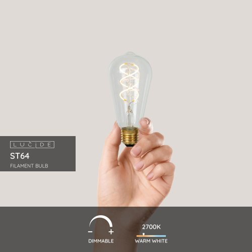 LUCIDE Lucide ST64 - Filament bulb - ? 6,4 cm - LED Dim. - E27 - 1x4,9W 2700K žárovka, zářivka - obrázek