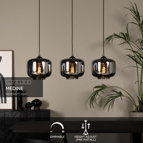 LUCIDE Lucide MEDINE - Pendant light - 3xE27 - Smoke Grey závěsné svítidlo, lustr - obrázek