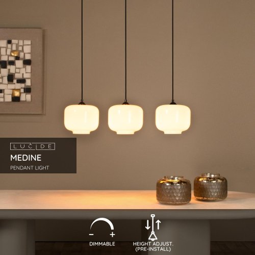 LUCIDE Lucide MEDINE - Pendant light - 3xE27 - Opal závěsné svítidlo, lustr - obrázek