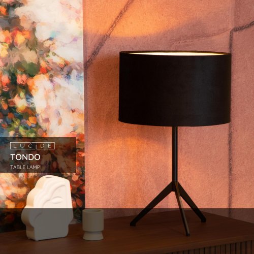 LUCIDE Lucide TONDO - Table lamp - ? 30 cm - 1xE27 - Black stolní lampa - obrázek