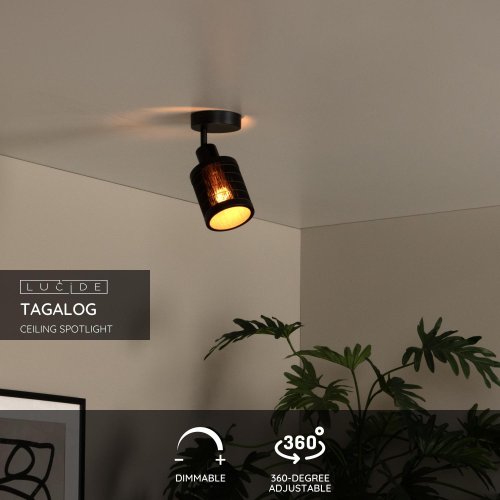 LUCIDE Lucide TAGALOG - Wall spotlight - 1xE27 - Black nástěnné svítidlo - obrázek