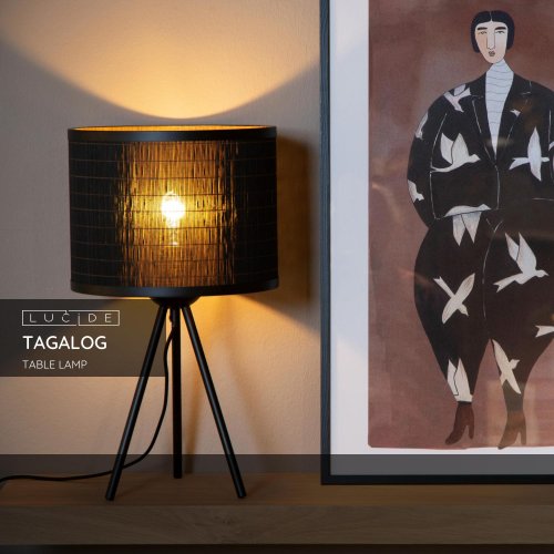 LUCIDE Lucide TAGALOG - Table lamp - D26 cm - 1xE27 - Black stolní lampa - obrázek