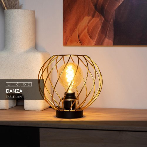 LUCIDE Lucide DANZA - Table lamp - D25 cm - 1xE27 - Matt Gold / Brass stolní lampa - obrázek