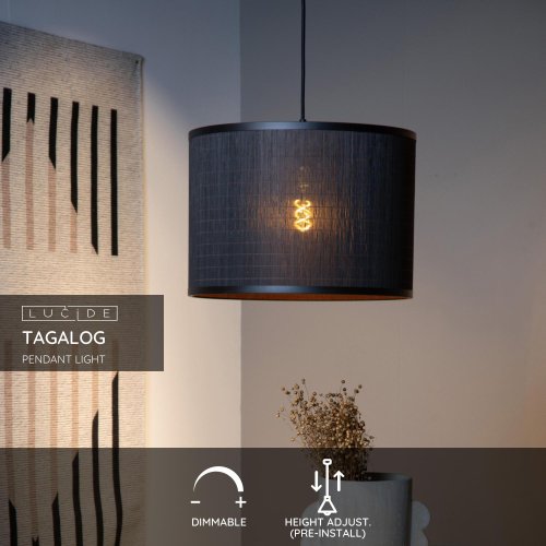 LUCIDE Lucide TAGALOG - Pendant light - D40 cm - 1xE27 - Black závěsné svítidlo, lustr - obrázek