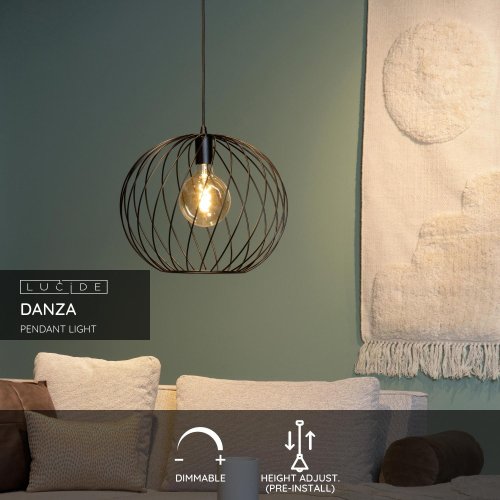 LUCIDE Lucide DANZA - Pendant light - D40 cm - 1xE27 - Black závěsné svítidlo, lustr - obrázek
