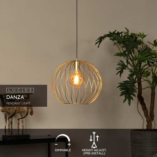 LUCIDE Lucide DANZA - Pendant light - D40 cm - 1xE27 - Matt Gold / Brass závěsné svítidlo, lustr - obrázek