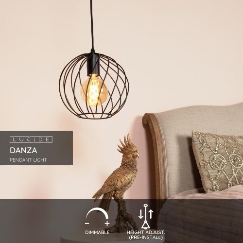 LUCIDE Lucide DANZA - Pendant light - D25 cm - 1xE27 - Black závěsné svítidlo, lustr - obrázek