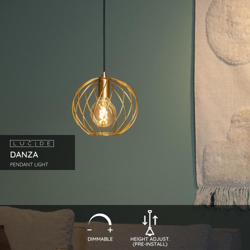 LUCIDE Lucide DANZA - Pendant light - D25 cm - 1xE27 - Matt Gold / Brass závěsné svítidlo, lustr - obrázek