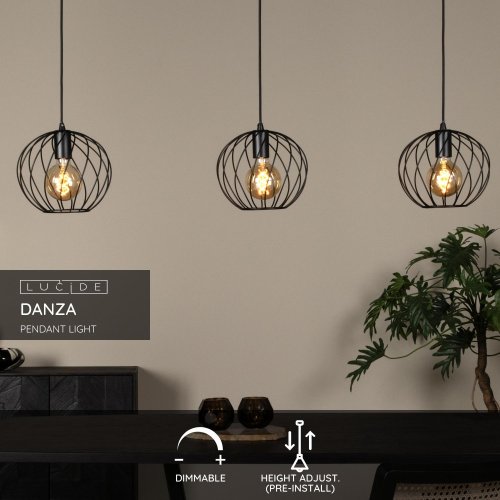 LUCIDE Lucide DANZA - Pendant light - 3xE27 - Black závěsné svítidlo, lustr - obrázek