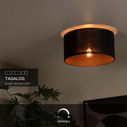 LUCIDE Lucide TAGALOG - Flush ceiling light - ? 40 cm - 1xE27 - Black - obrázek