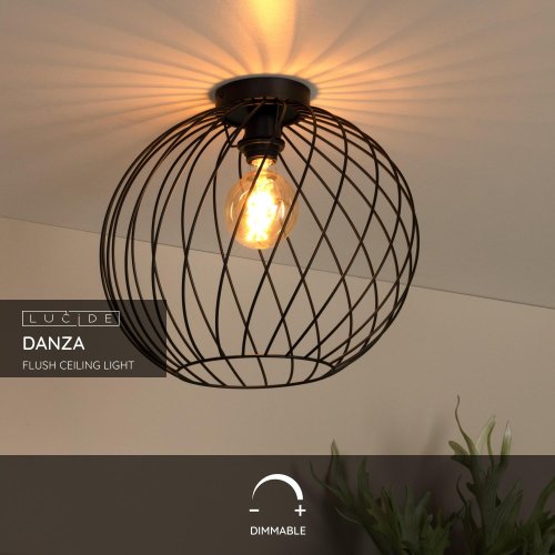 LUCIDE Lucide DANZA - Flush ceiling light - D40 cm - 1xE27 - Black - obrázek