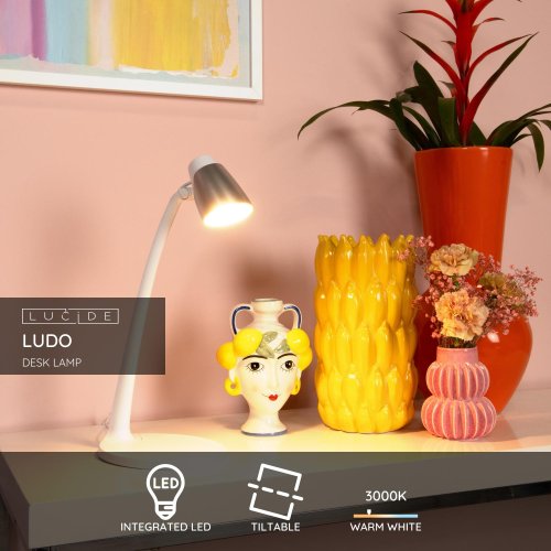 LUCIDE Lucide LUDO - Desk lamp - LED - 1x4,5W 3000K - White stolní lampa - obrázek