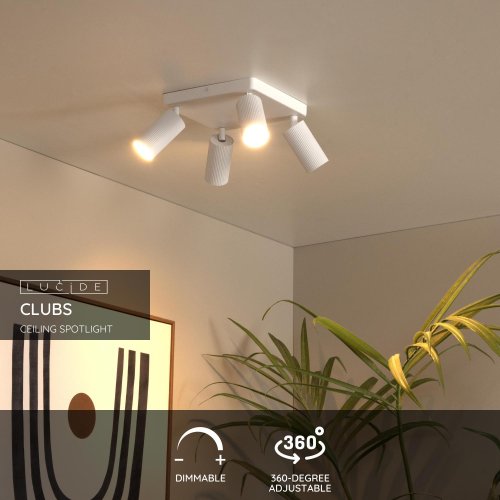 LUCIDE Lucide CLUBS - Ceiling spotlight - 4xGU10 - White - obrázek
