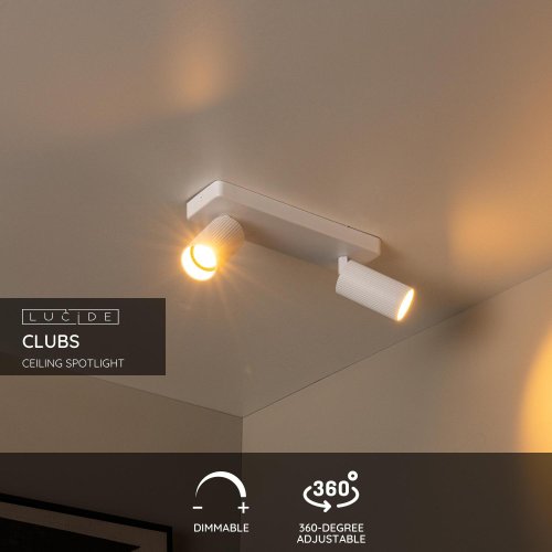 LUCIDE Lucide CLUBS - Ceiling spotlight - 2xGU10 - White - obrázek