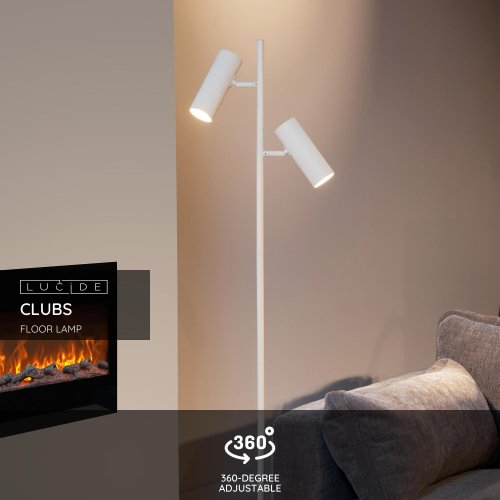LUCIDE Lucide CLUBS - Floor lamp - 2xGU10 - White stojací lampa - obrázek