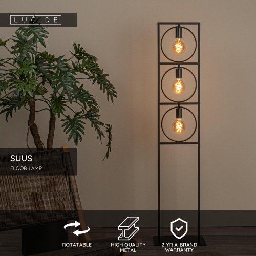 LUCIDE Lucide SUUS - Floor lamp - 3xE27 - Black stojací lampa - obrázek