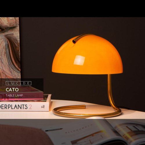 LUCIDE Lucide CATO - Table lamp - D23,5 cm - 1xE27 - Orange stolní lampa - obrázek
